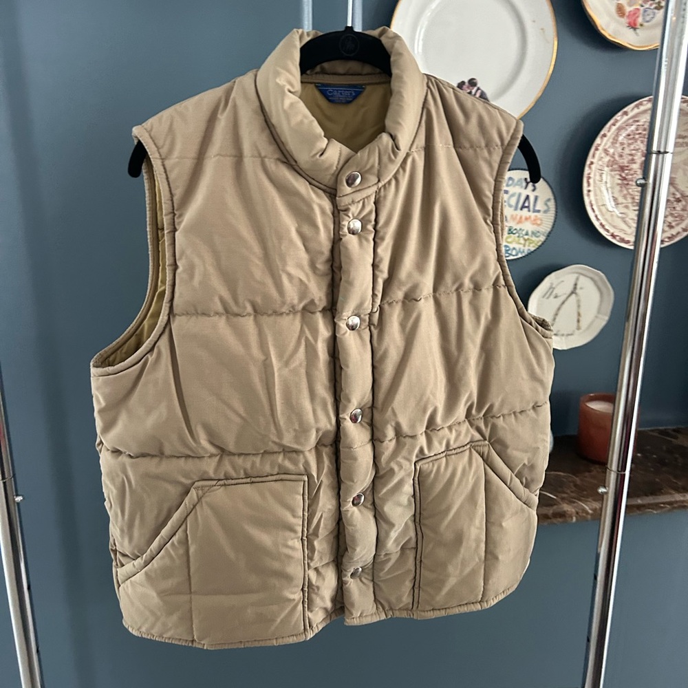 Carter’s Vintage Tan Beige Puffed Vest Front Button
